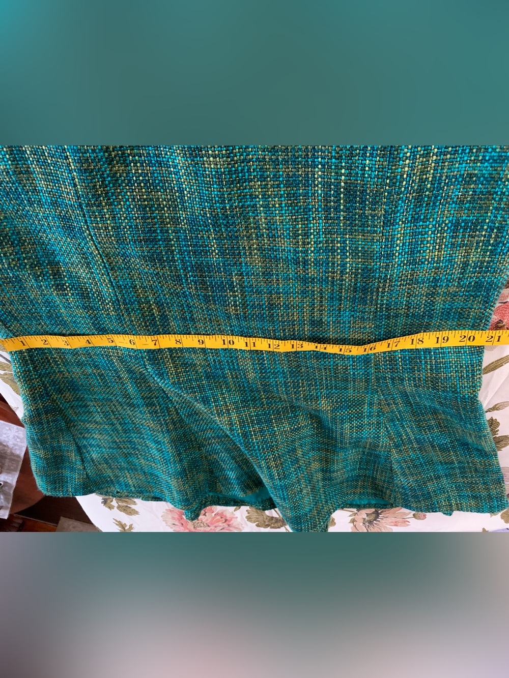 Vintage Victorian-inspired 50's-inspo Edwardian-inspo Turquoise Tweed Skirt - Picture 14 of 16